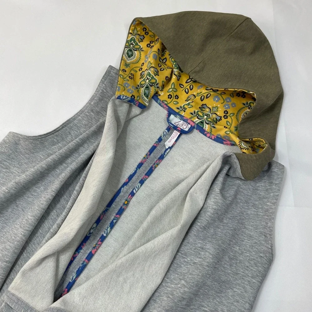 Matilda Jane 435 Girl's Sleeveless Open Front Hooded Vest 16 Gray Yellow Paisley